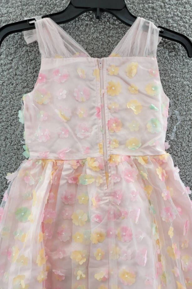 BLUSH by Us Angels Floral Mesh A-line Dress Girls' 8 Multi Back-zip Sleeveless