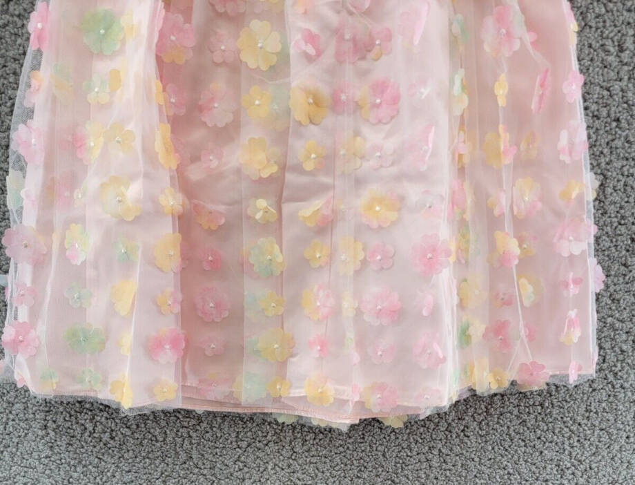 BLUSH by Us Angels Floral Mesh A-line Dress Girls' 8 Multi Back-zip Sleeveless