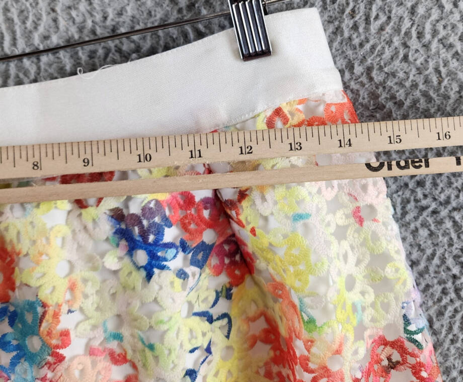 Gracia Lace Skirt Women's Large Multicolor Slit Hem Back Zipper Closure