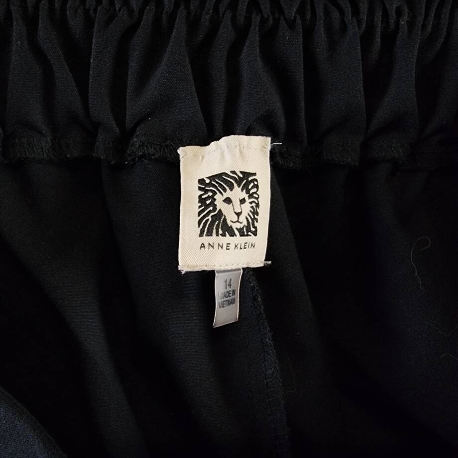 Anne Klein Bi-Stretch Modern Dress Pants Women's 14 Black Pullon Styling