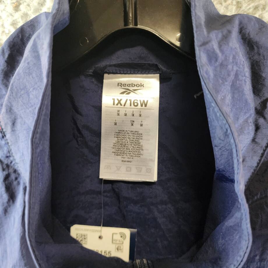 Reebok Plus Size Zip-Front Long-Sleeve Colorblocked Jacket Women's 1X 16W Navy