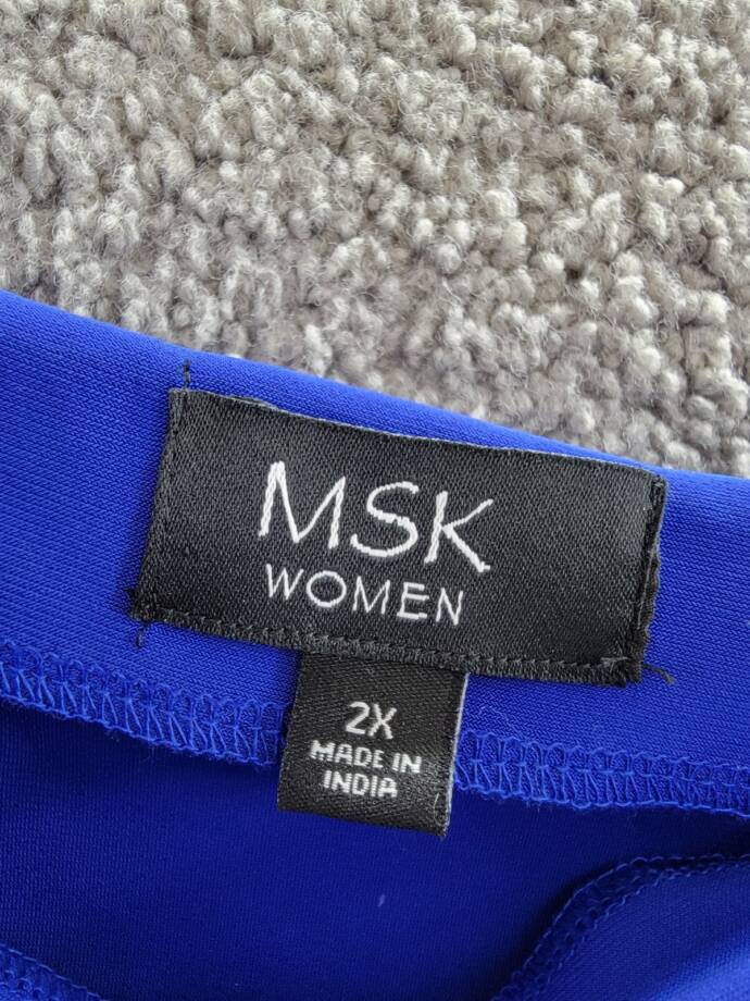 MSK Plus Rhinestone Straps Cold Shoulder Blouse Women's 2X Goddess Blue Pullover