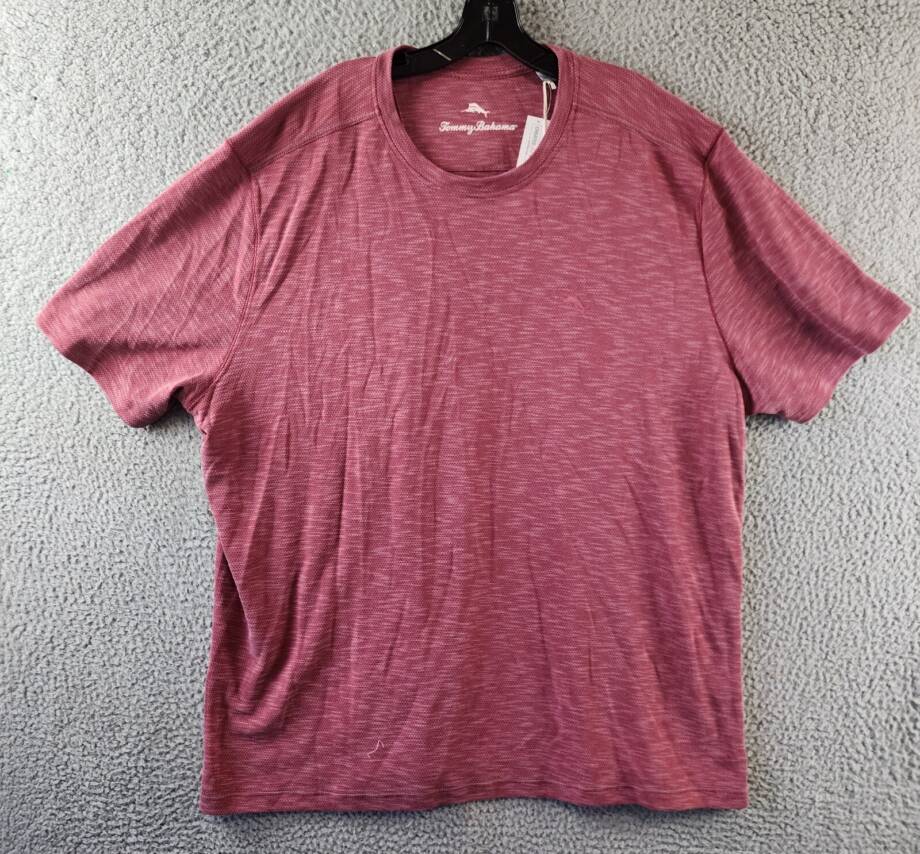 Tommy Bahama Cali Beach Solid T-Shirt Men's 3XL Rose Red Crewneck Pullover +