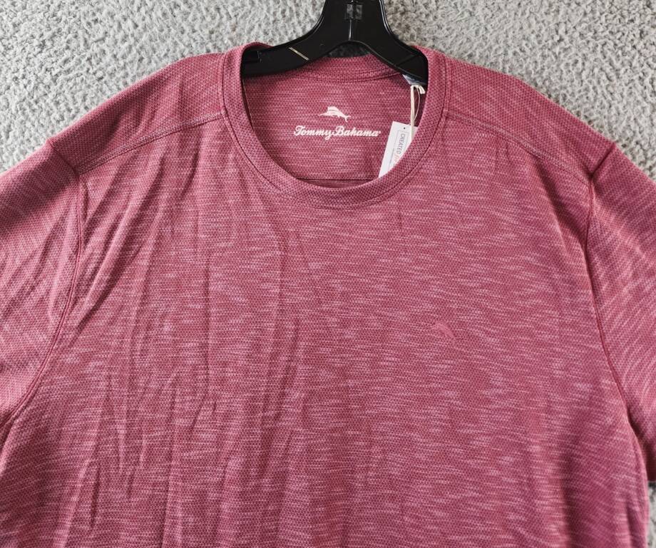 Tommy Bahama Cali Beach Solid T-Shirt Men's 3XL Rose Red Crewneck Pullover +