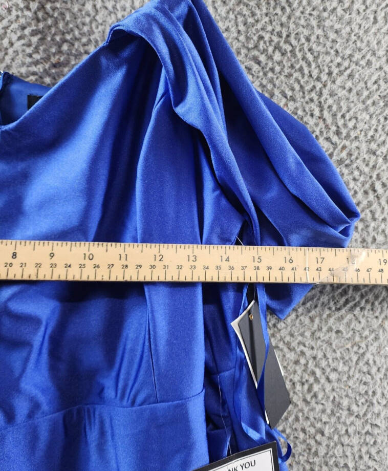 City Studio Trendy Plus Size Cold-Shoulder Satin Bodycon Dress 22W Bright Royal~