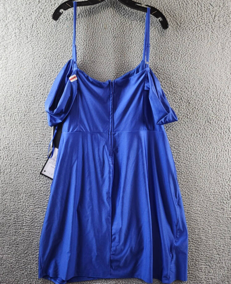 City Studio Trendy Plus Size Cold-Shoulder Satin Bodycon Dress 22W Bright Royal~
