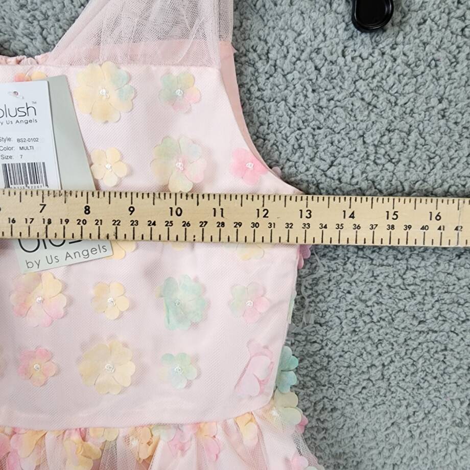 Blush By Us Angels 3D Floral Mesh Sleeveless Dress Girl's 7 Multi Back Zip