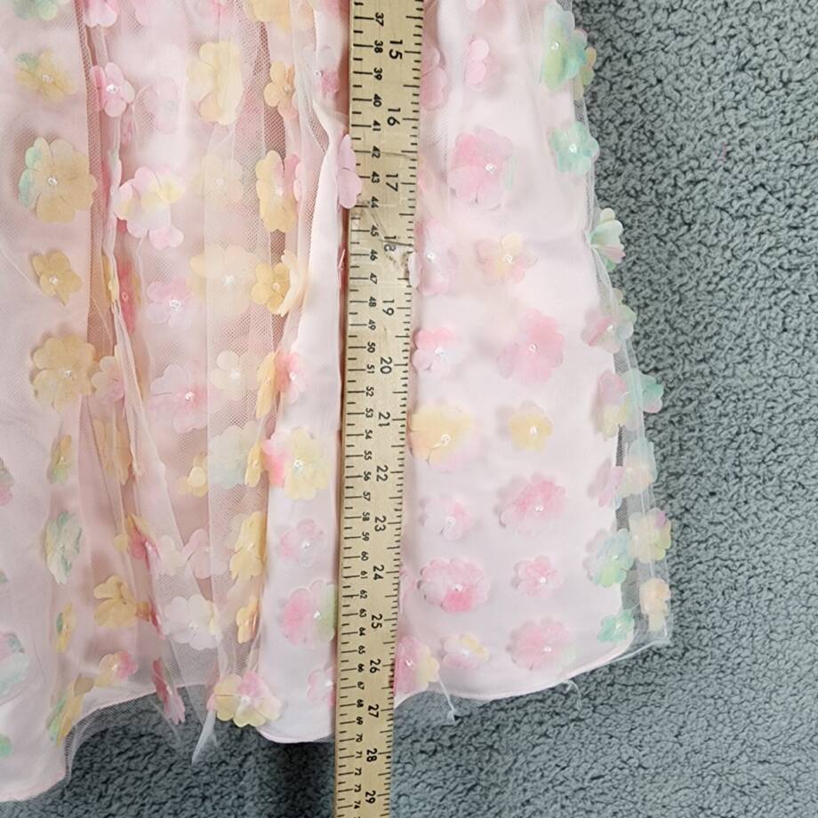 Blush By Us Angels 3D Floral Mesh Sleeveless Dress Girl's 7 Multi Back Zip
