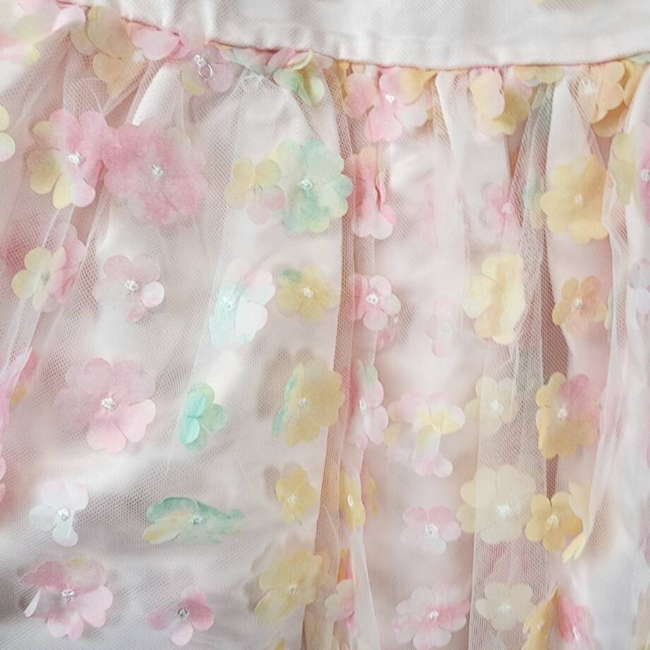 Blush By Us Angels 3D Floral Mesh Sleeveless Dress Girl's 7 Multi Back Zip