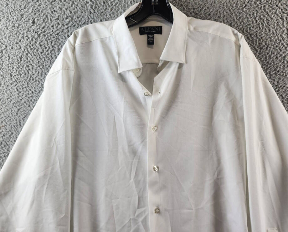 Alfani Regular Fit Travel Ready Dress Shirt Men's 32-33/16-16.5 Bright White~