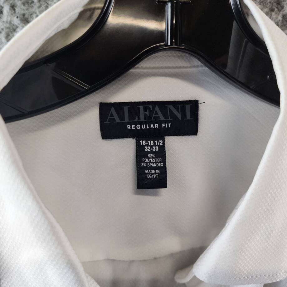 Alfani Regular Fit Travel Ready Dress Shirt Men's 32-33/16-16.5 Bright White~