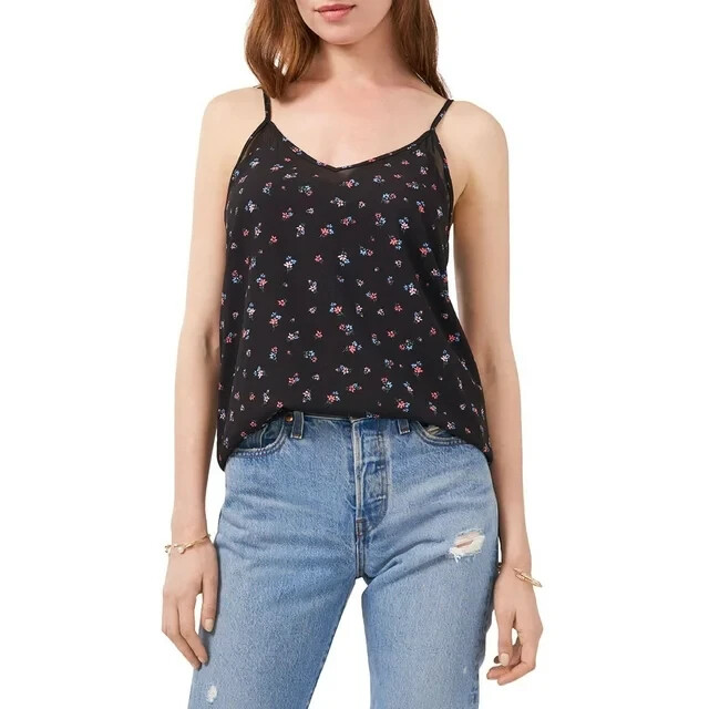 1.State Mari Chiffon Trim V Neck Camisole Top Women's S Multicolor Sleeveless~