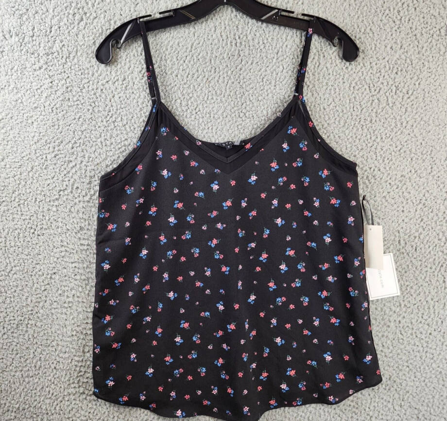 1.State Mari Chiffon Trim V Neck Camisole Top Women's S Multicolor Sleeveless~