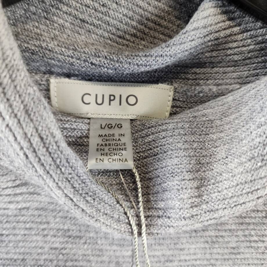 Cupio Mock Neck Knit Pullover Sweater Women's L Heather Grey Pullover Style L/S