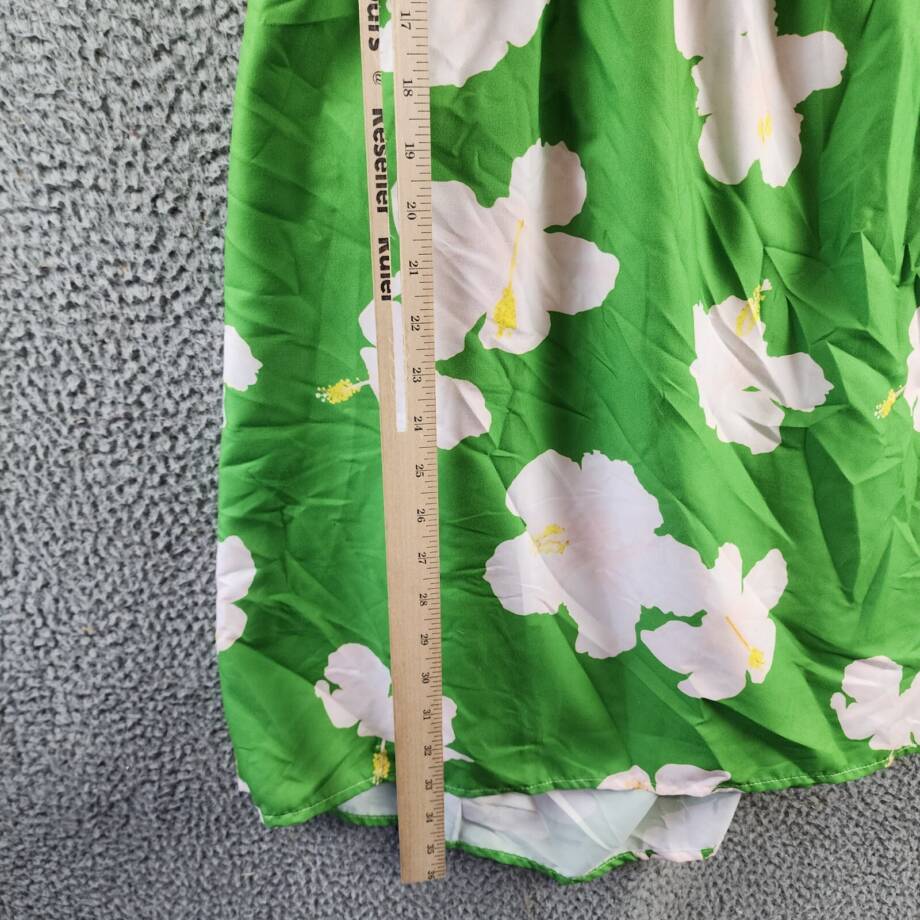 The Lulo Project Floral Ruffle Dress Women's XL Green Hibiscus Square Neck