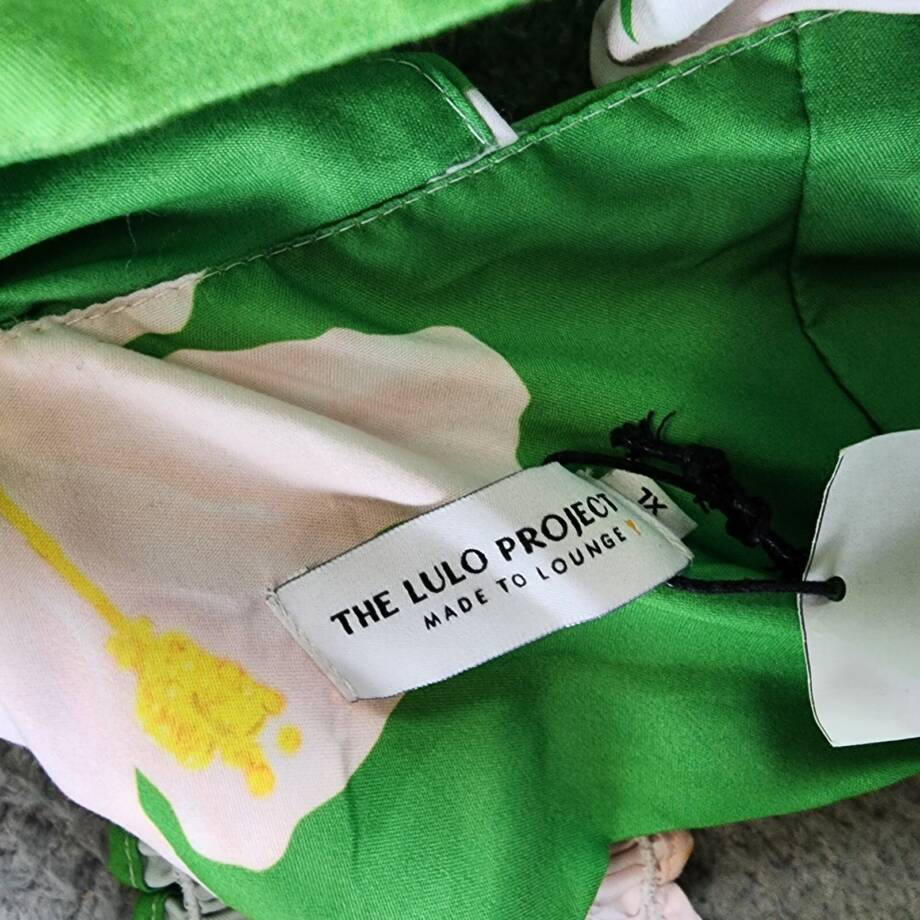The Lulo Project Floral Ruffle Dress Women's XL Green Hibiscus Square Neck