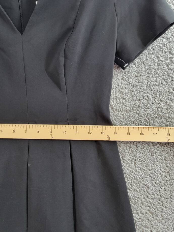 Tommy Hilfiger Petite V-Neck Pleated Fit & Flare Dress Women's 2P Black Back Zip