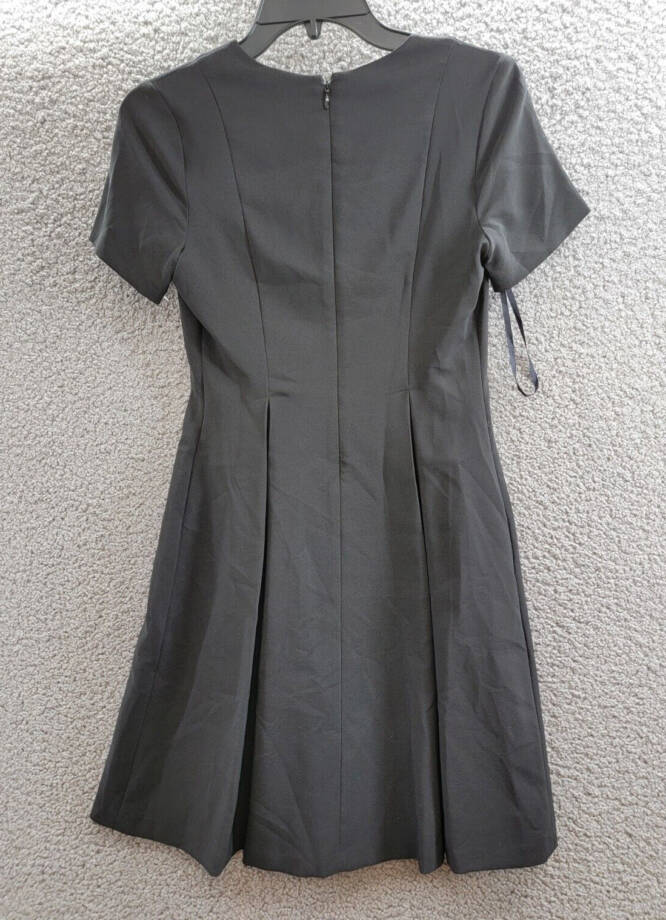 Tommy Hilfiger Petite V-Neck Pleated Fit & Flare Dress Women's 2P Black Back Zip