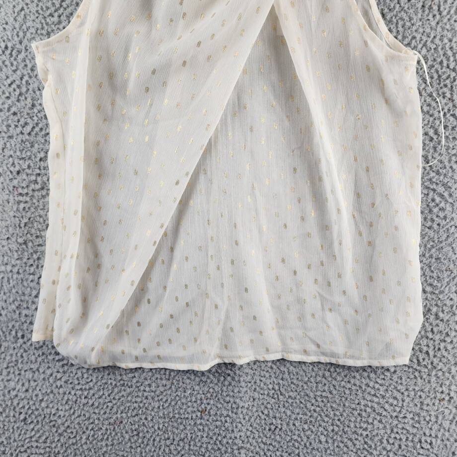 AQUA Foil Print Sleeveless Top Women's S Pale Pink/Gold Back Button Closure