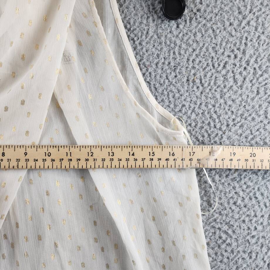 AQUA Foil Print Sleeveless Top Women's S Pale Pink/Gold Back Button Closure