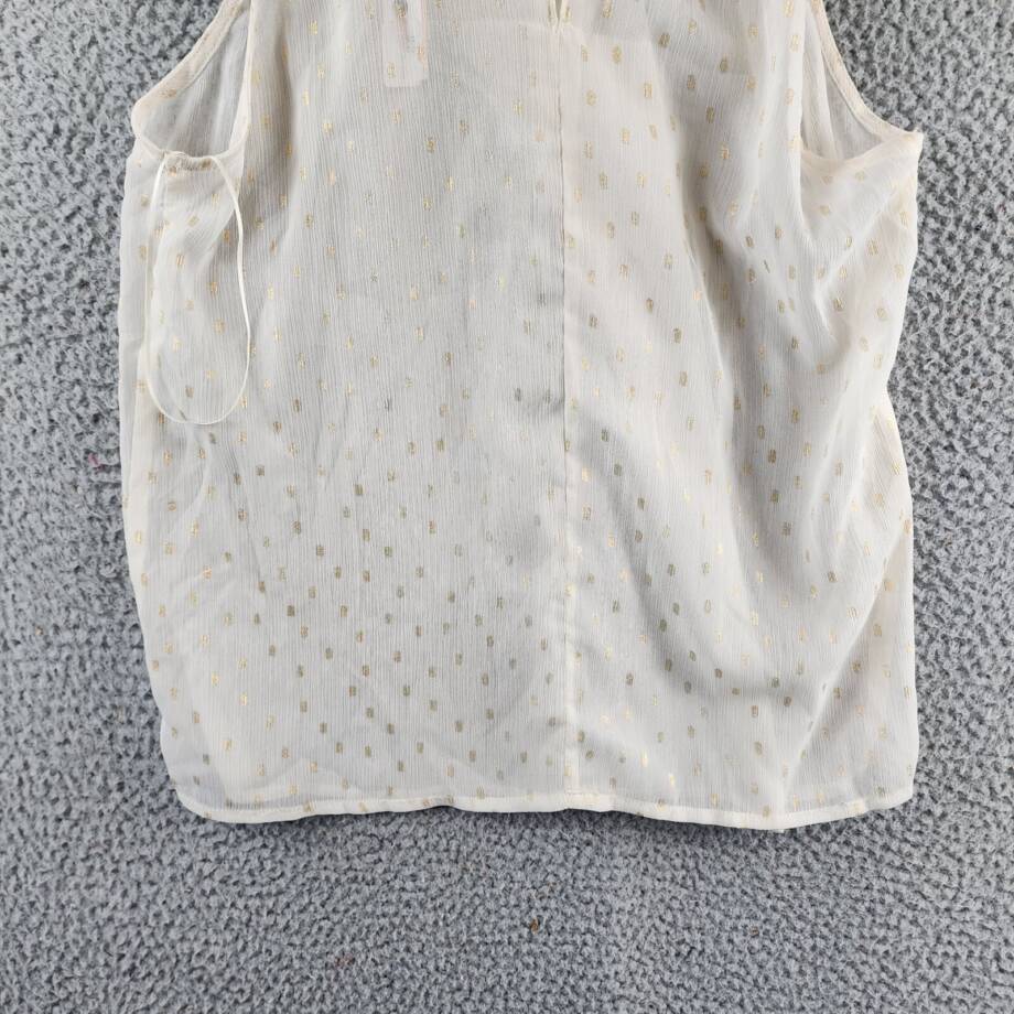AQUA Foil Print Sleeveless Top Women's S Pale Pink/Gold Back Button Closure