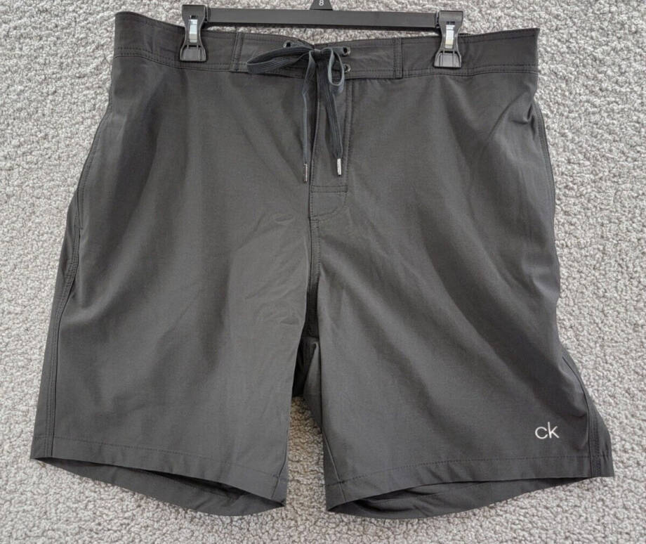 Calvin Klein Standard UV Protected Quick Dry Swim Trunk Men's L Black Drawstring