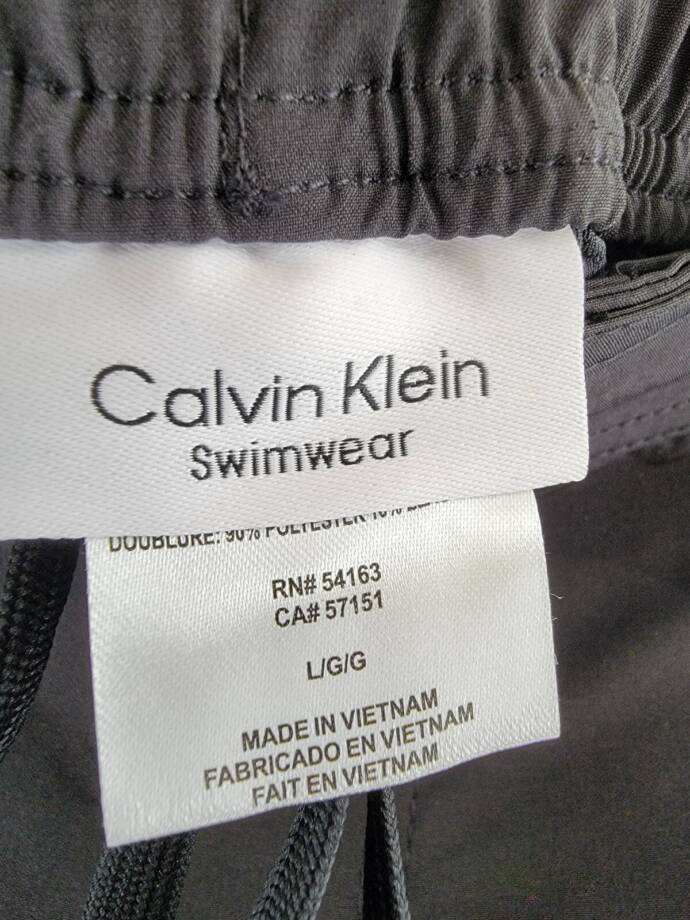 Calvin Klein Standard UV Protected Quick Dry Swim Trunk Men's L Black Drawstring