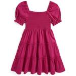 Polo Ralph Lauren Smocked Jersey Dress Little Girls 2 College Pink Square Neck