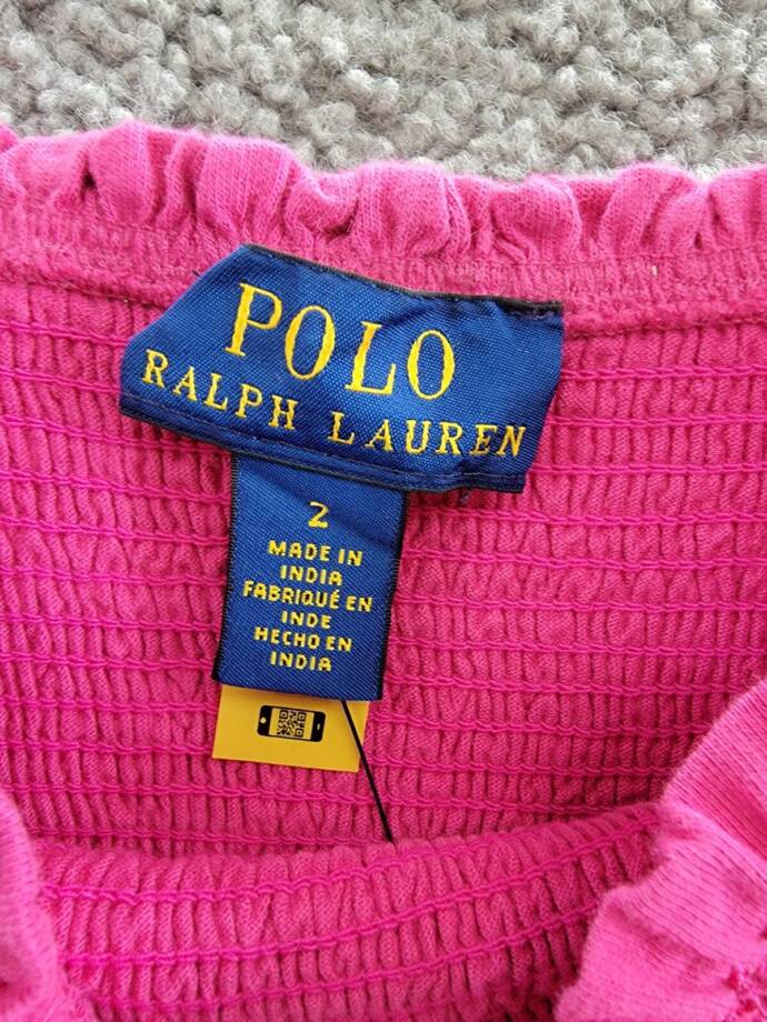 Polo Ralph Lauren Smocked Jersey Dress Little Girls 2 College Pink Square Neck