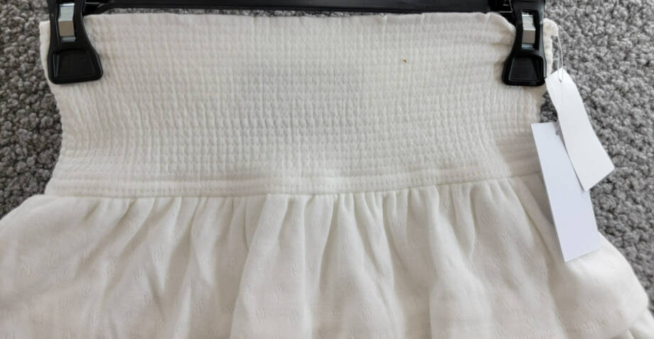 Katiejnyc Rachel Smocked Waist Tiered Skirt Girls' M White Solid Ruffled Pull On