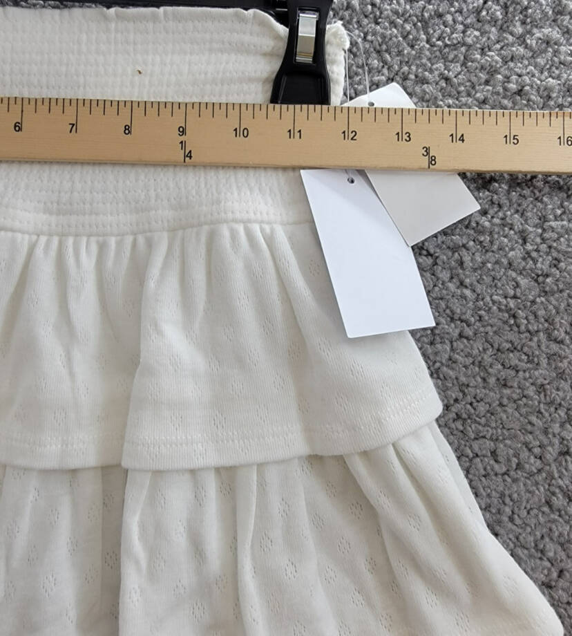 Katiejnyc Rachel Smocked Waist Tiered Skirt Girls' M White Solid Ruffled Pull On