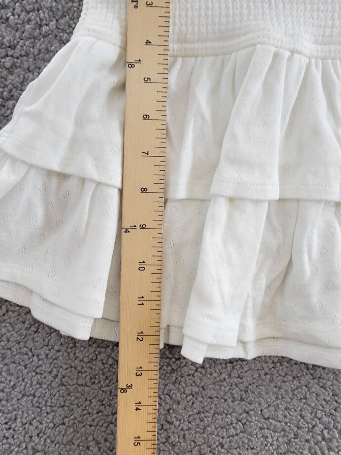Katiejnyc Rachel Smocked Waist Tiered Skirt Girls' M White Solid Ruffled Pull On