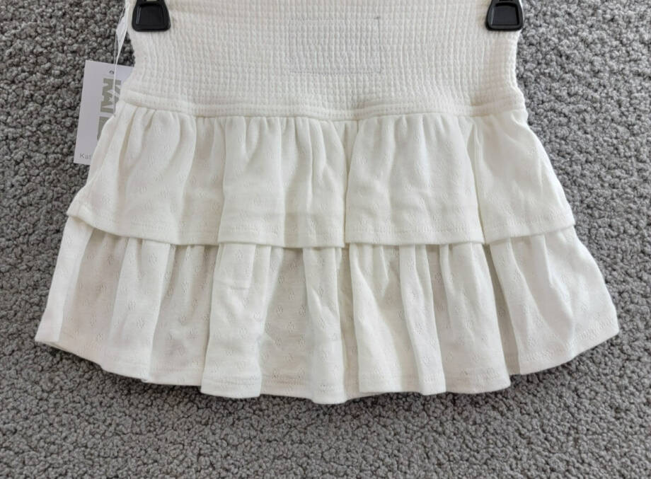 Katiejnyc Rachel Smocked Waist Tiered Skirt Girls' M White Solid Ruffled Pull On