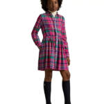 Polo Ralph Lauren Plaid Twill Shirtdress Big Girls 14 Multi Collared Long Sleeve