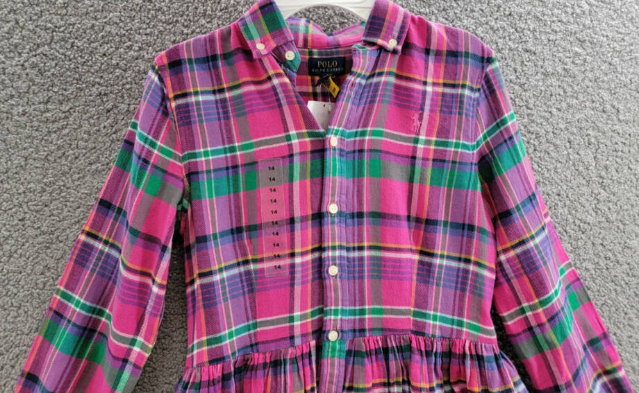 Polo Ralph Lauren Plaid Twill Shirtdress Big Girls 14 Multi Collared Long Sleeve