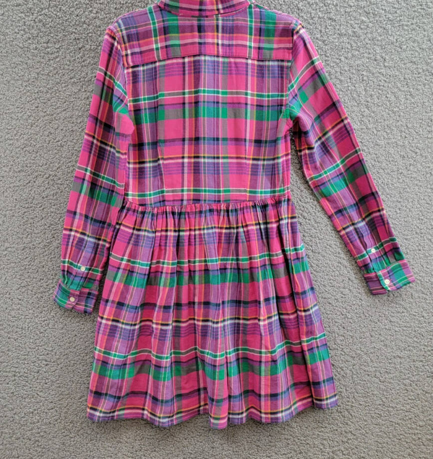 Polo Ralph Lauren Plaid Twill Shirtdress Big Girls 14 Multi Collared Long Sleeve