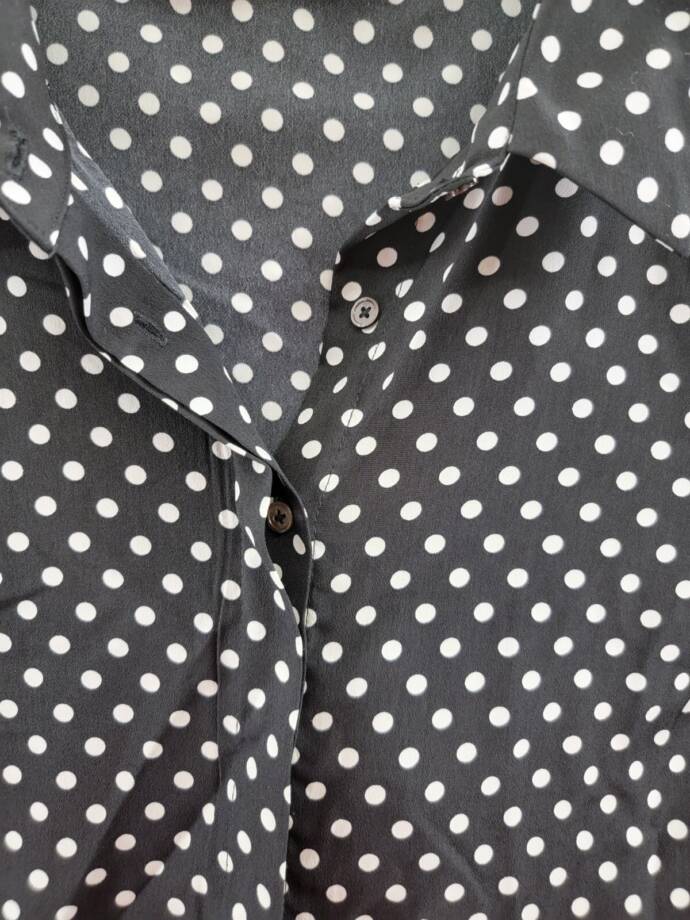 Riley & Rae Polka Dot Tie Neck Blouse Womens XL Black/White Collared Long Sleeve