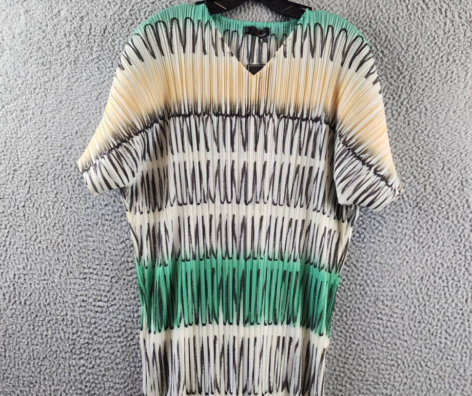 N By Nancy Crinkled Printed Dress Women's 2XL Multicolor V-Neck Short Sleeve