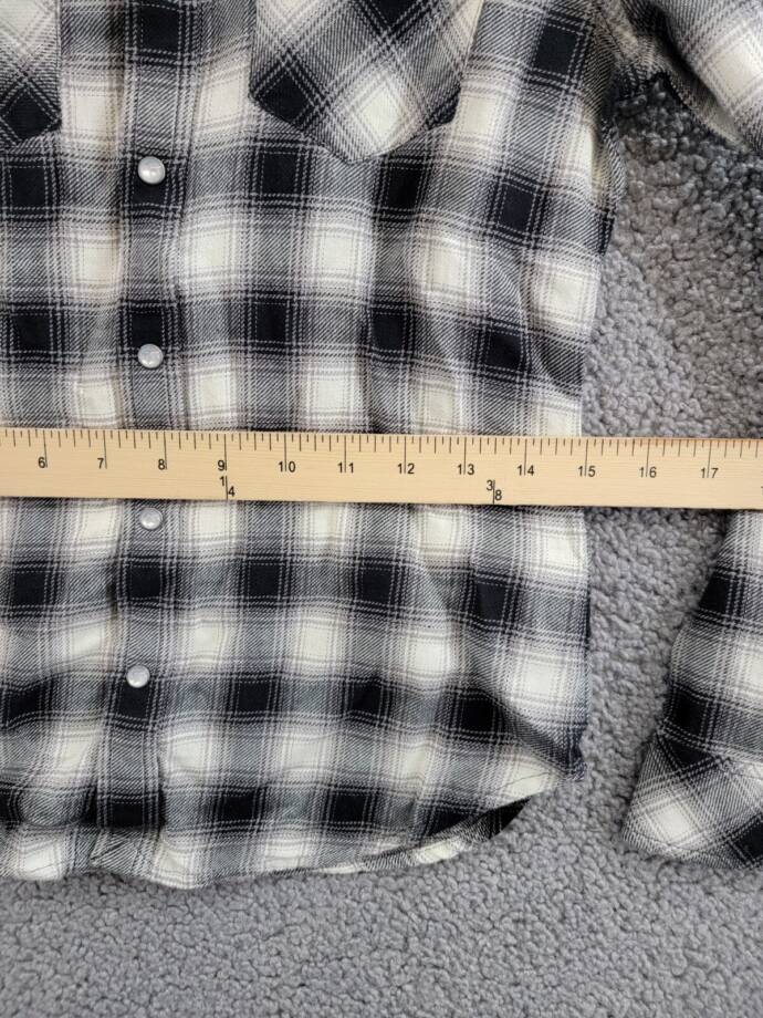 Polo Ralph Lauren Plaid Flannel Western Button Shirt Big Girls 10 Cream/Black