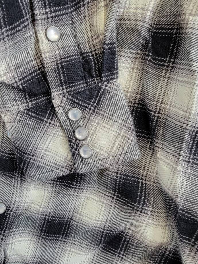 Polo Ralph Lauren Plaid Flannel Western Button Shirt Big Girls 10 Cream/Black