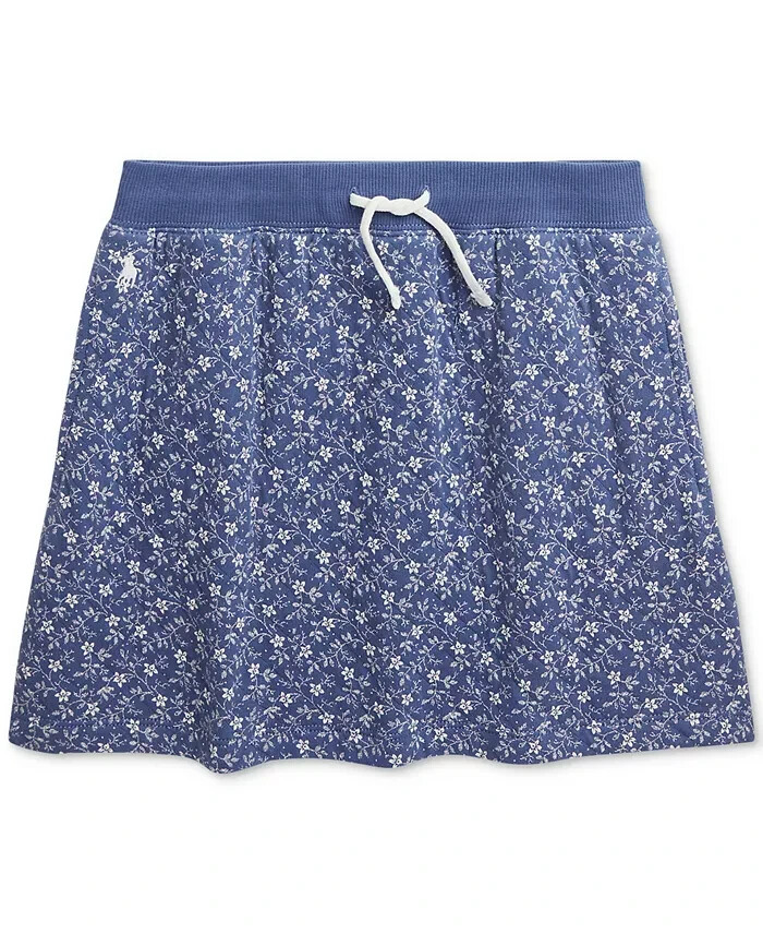 Polo Ralph Lauren Floral Quilted Double-Knit Skirt Big Girls XL (16) Blue PullOn