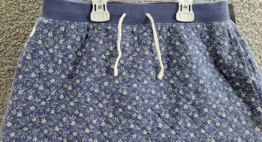 Polo Ralph Lauren Floral Quilted Double-Knit Skirt Big Girls XL (16) Blue PullOn