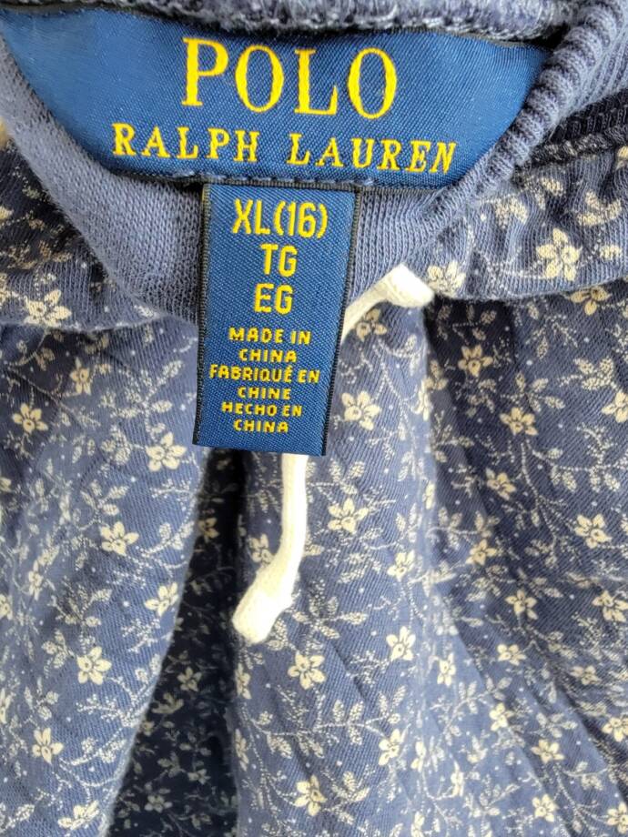 Polo Ralph Lauren Floral Quilted Double-Knit Skirt Big Girls XL (16) Blue PullOn
