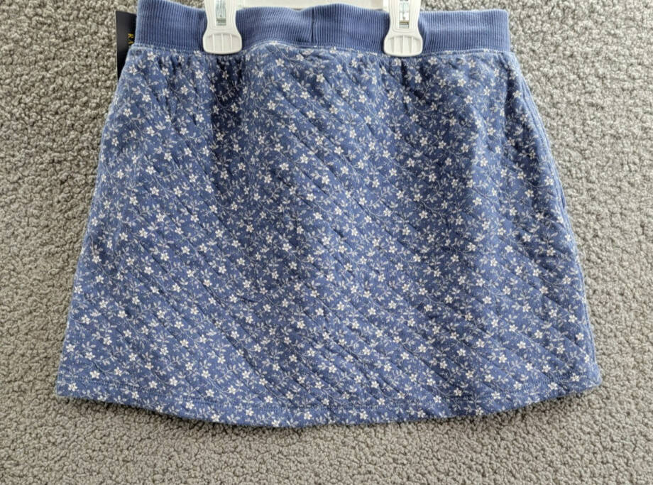 Polo Ralph Lauren Floral Quilted Double-Knit Skirt Big Girls XL (16) Blue PullOn