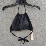AQUA High Neck Halter Bikini Top Women's S Black Solid Back Tie Closure