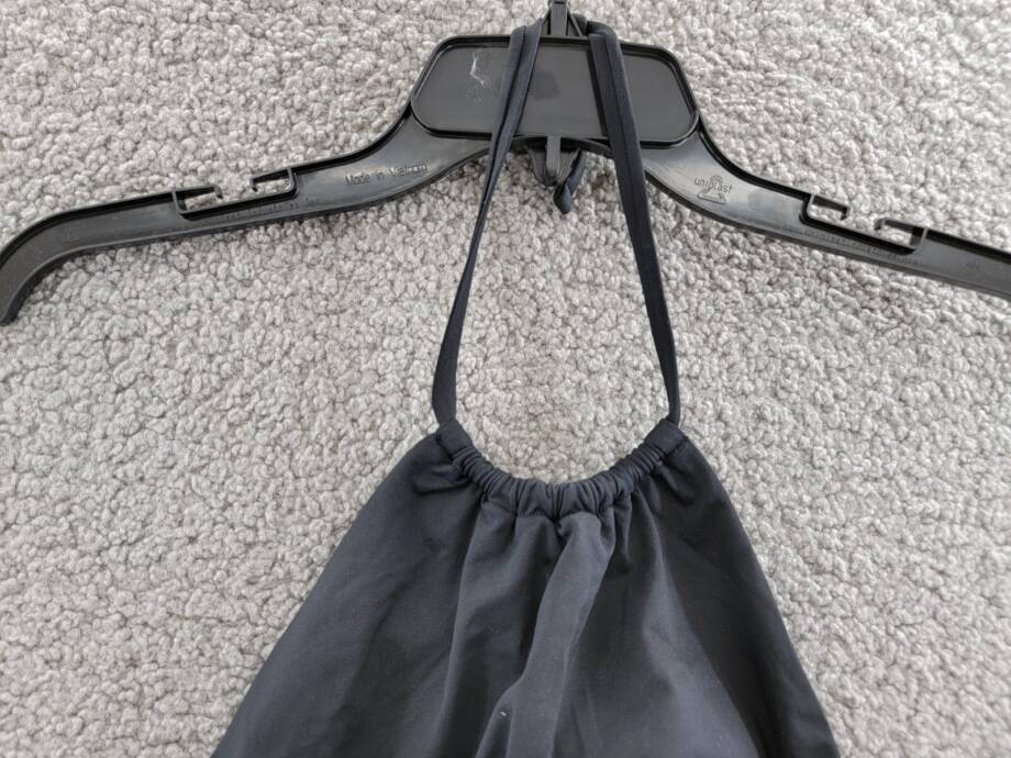 AQUA High Neck Halter Bikini Top Women's S Black Solid Back Tie Closure