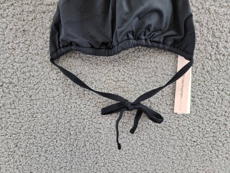 AQUA High Neck Halter Bikini Top Women's S Black Solid Back Tie Closure