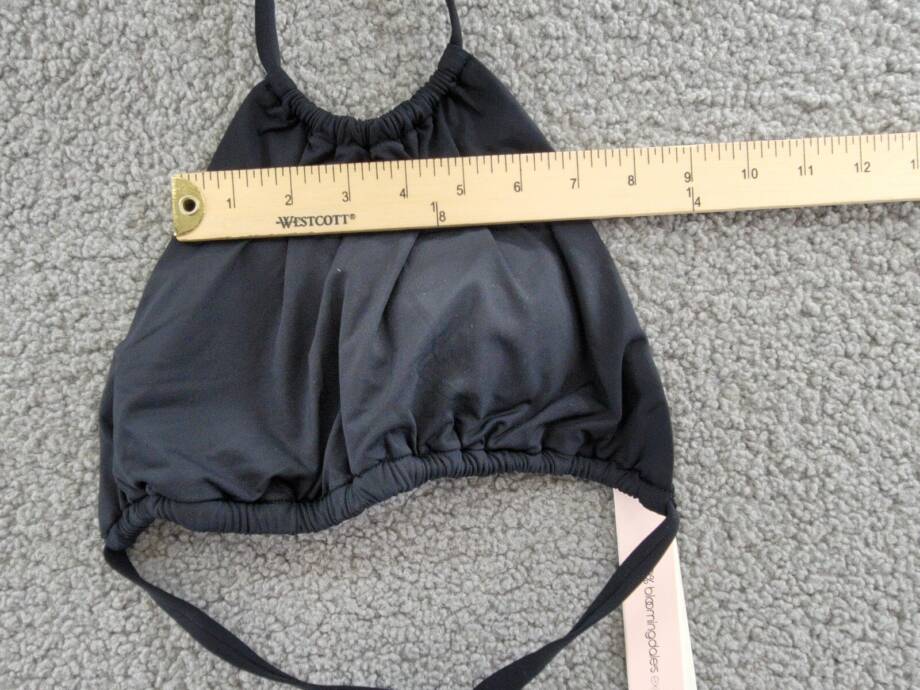 AQUA High Neck Halter Bikini Top Women's S Black Solid Back Tie Closure