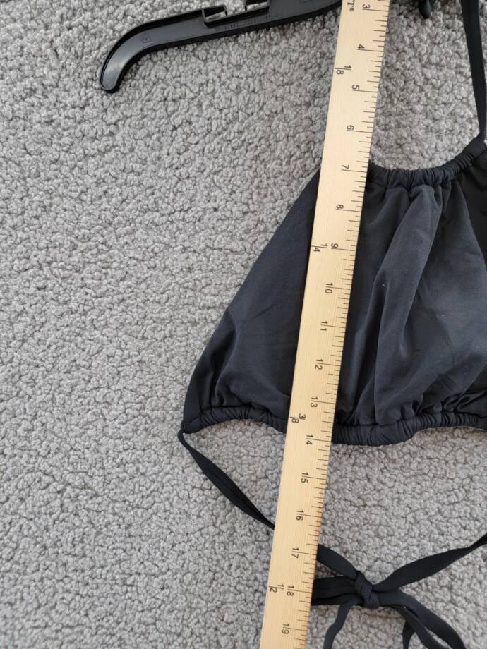 AQUA High Neck Halter Bikini Top Women's S Black Solid Back Tie Closure