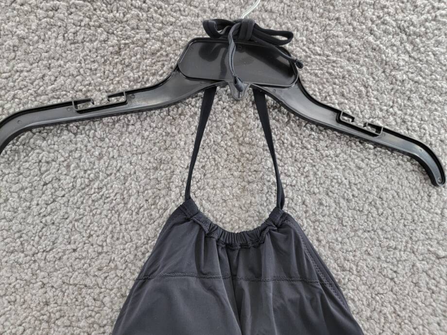 AQUA High Neck Halter Bikini Top Women's S Black Solid Back Tie Closure